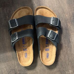 Birkenstock Arizona Black Leather Double-Strap Sandals